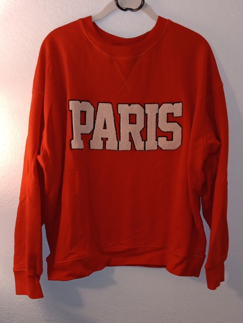 H&M Orange Crewneck Sweatshirt with 'PARIS' Applique